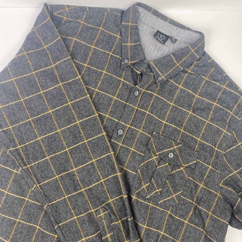 Burnside Plaid Shirt Mens 2XL Long Sleeve Button Down One Pocket Black & Brown